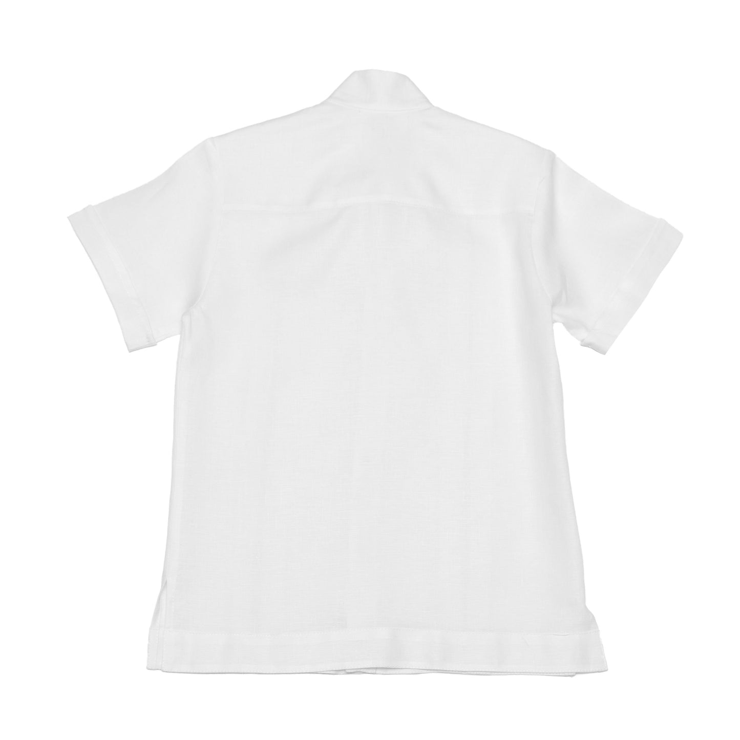 Camisa en lino manga corta entredos de vainica