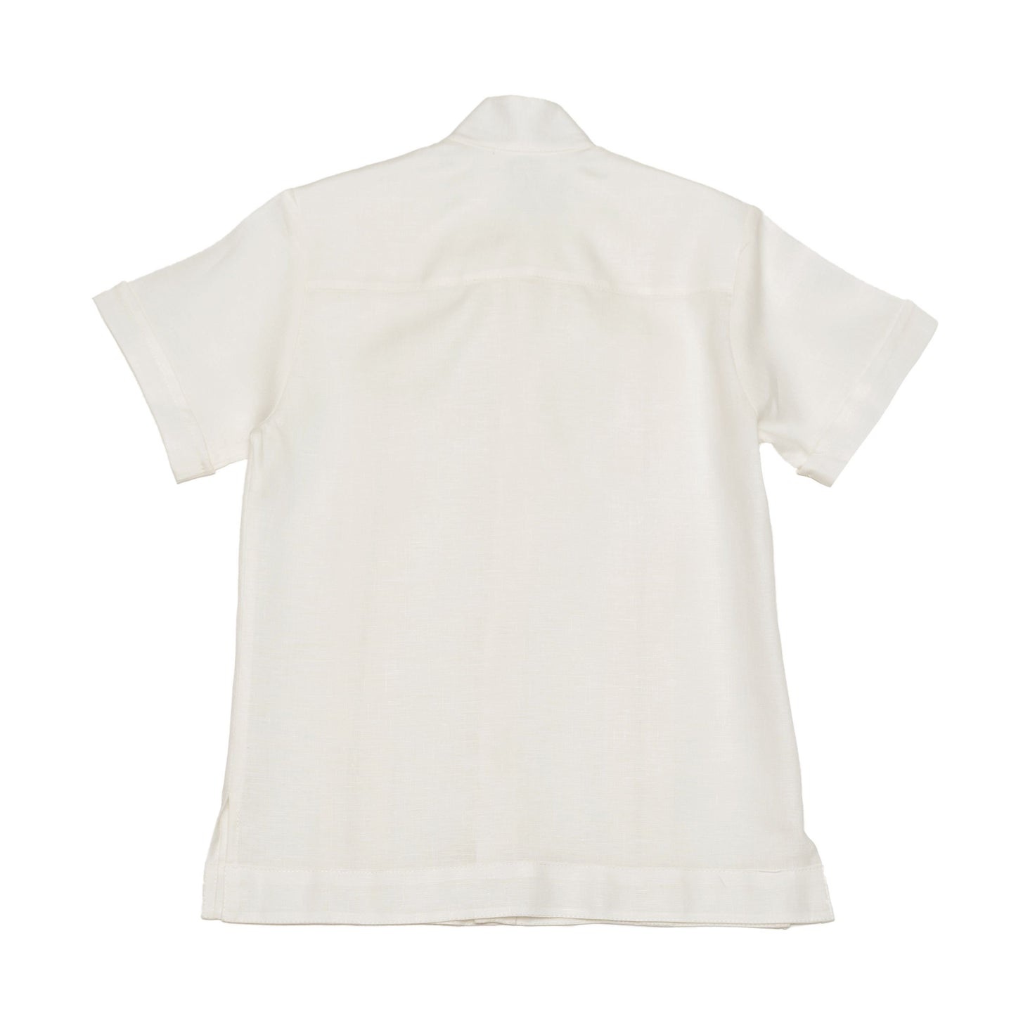 Camisa en lino manga corta entredos de vainica