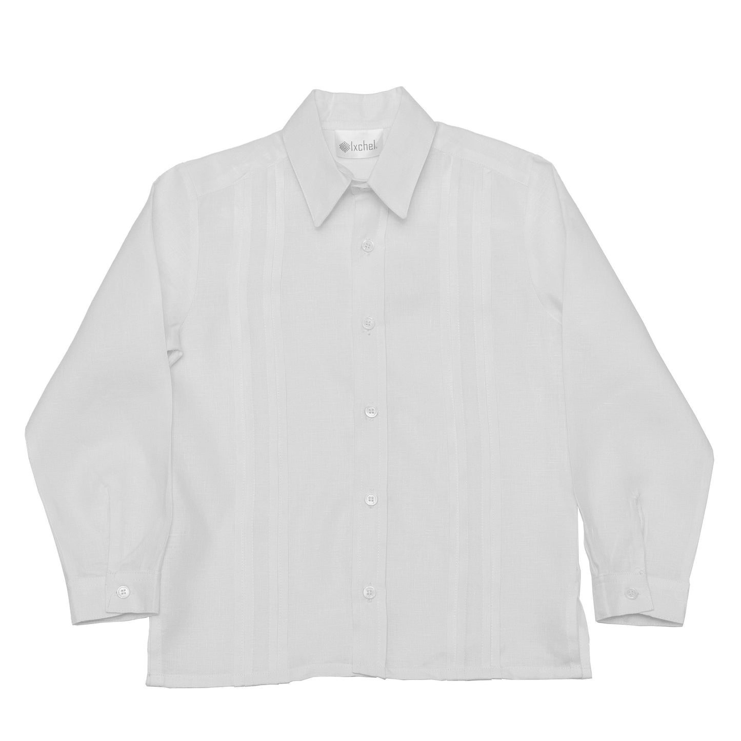 Camisa en lino manga larga con alforzas anchas