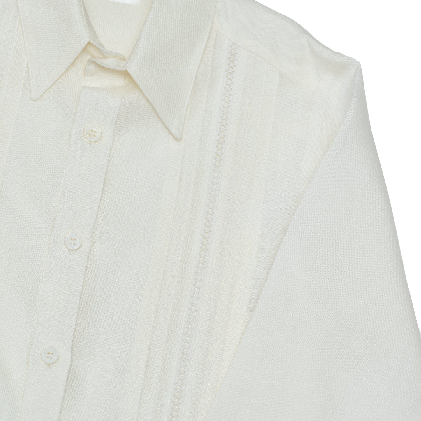Camisa en lino manga larga entredos cruzado