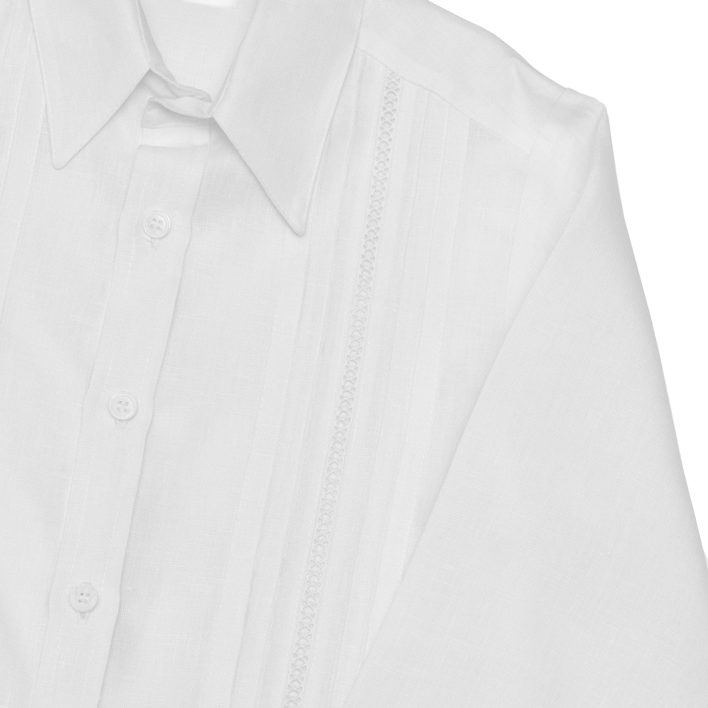 Camisa en lino manga larga entredos cruzado