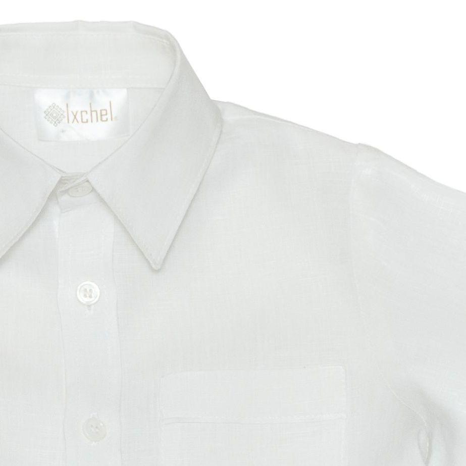 Camisa en lino manga larga con bolsa Mod. 509