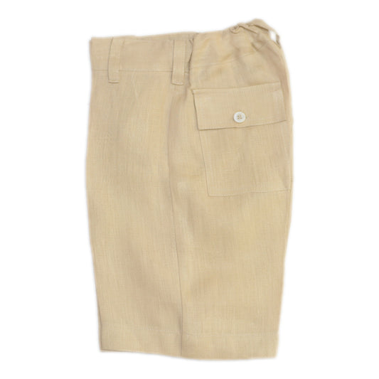 Bermuda en lino con bolsas de parche