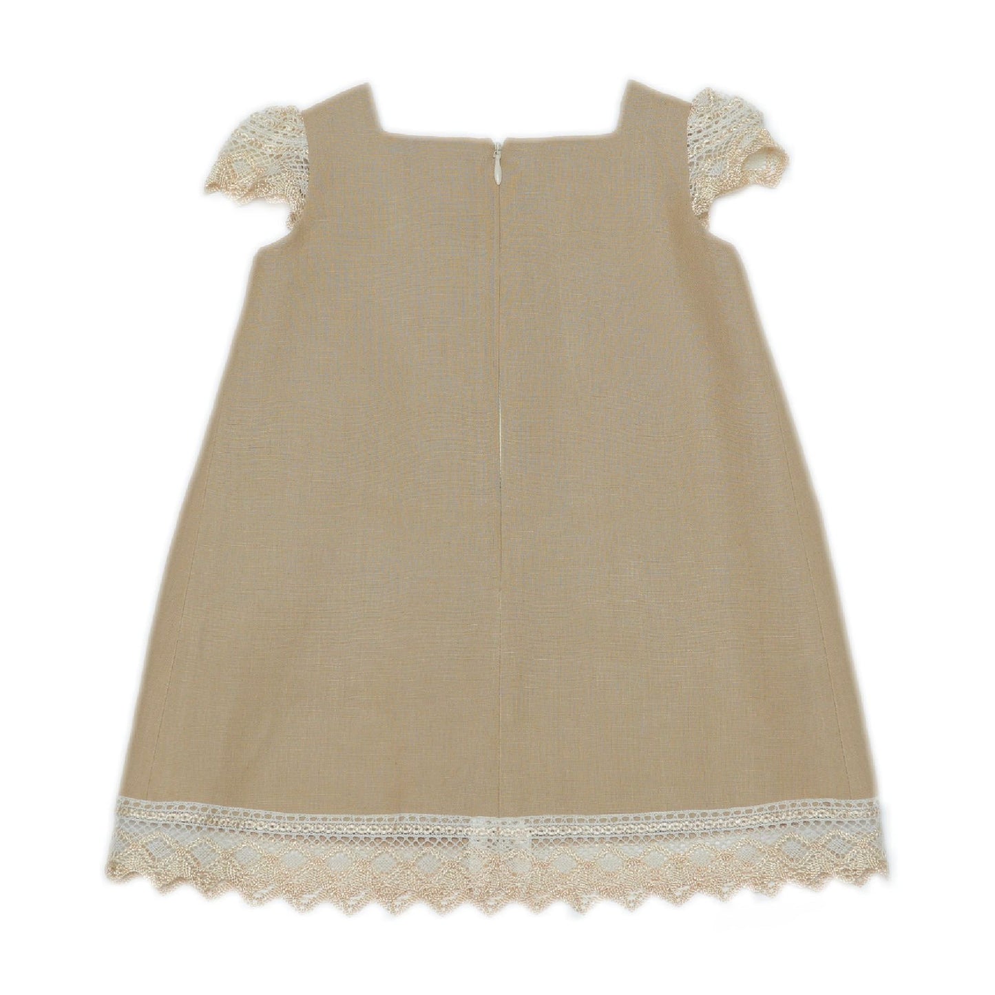 Vestido en lino con bolillo en dos tonos