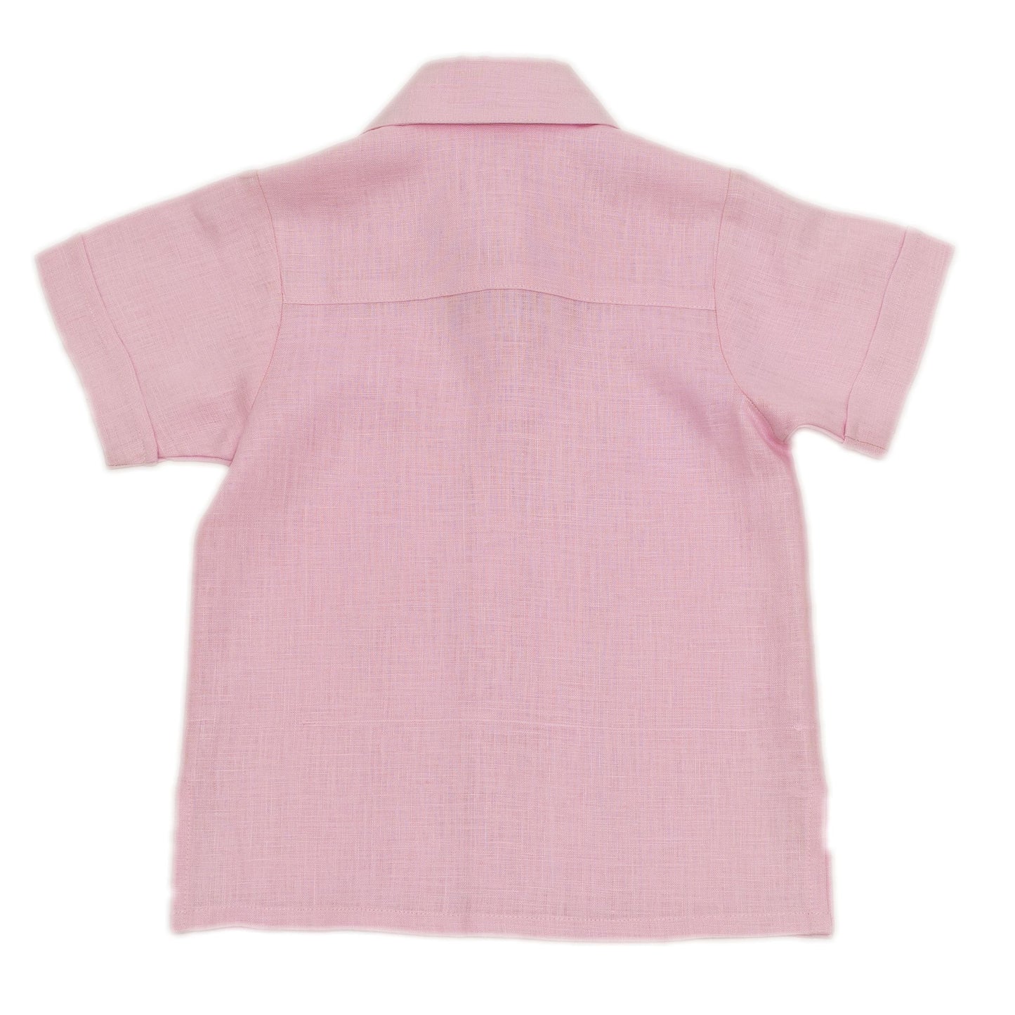 Camisa en lino manga corta con entredos de vainica pequeña