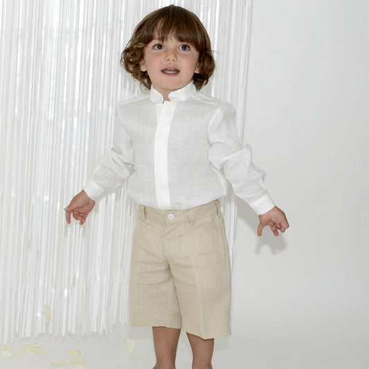 Bermuda en lino Italiano con bolsas laterales