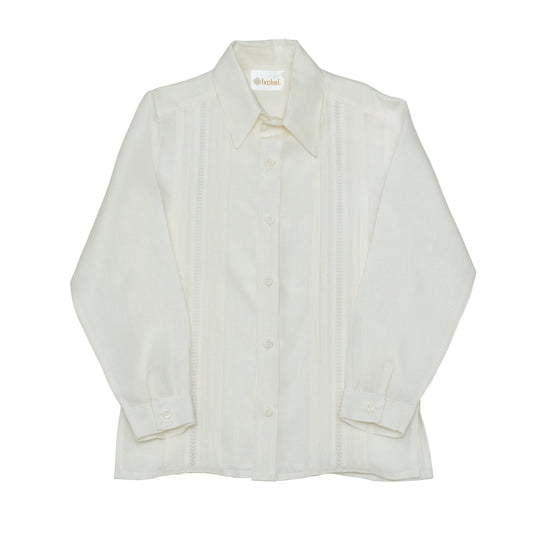 Camisa en lino manga larga entredos cruzado