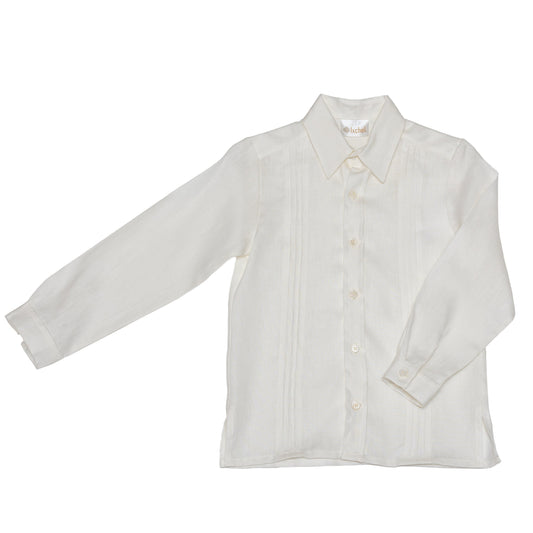 Camisa en lino manga larga con alforzas