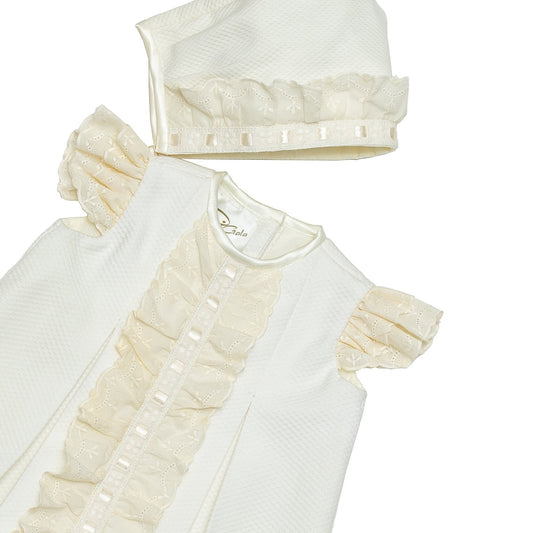 Ropón vestido piqué corto con calzón y gorro