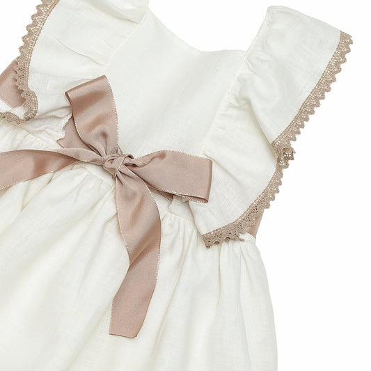 Vestido en lino con banda de listón