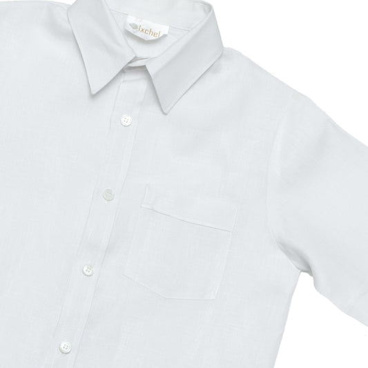 Camisa en lino manga corta con bolsa MOD. 509C