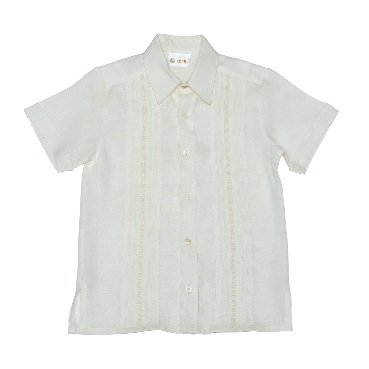 Camisa en lino manga corta entredos cruzado