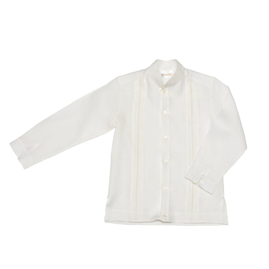 Camisa en lino manga larga entredos de vainica