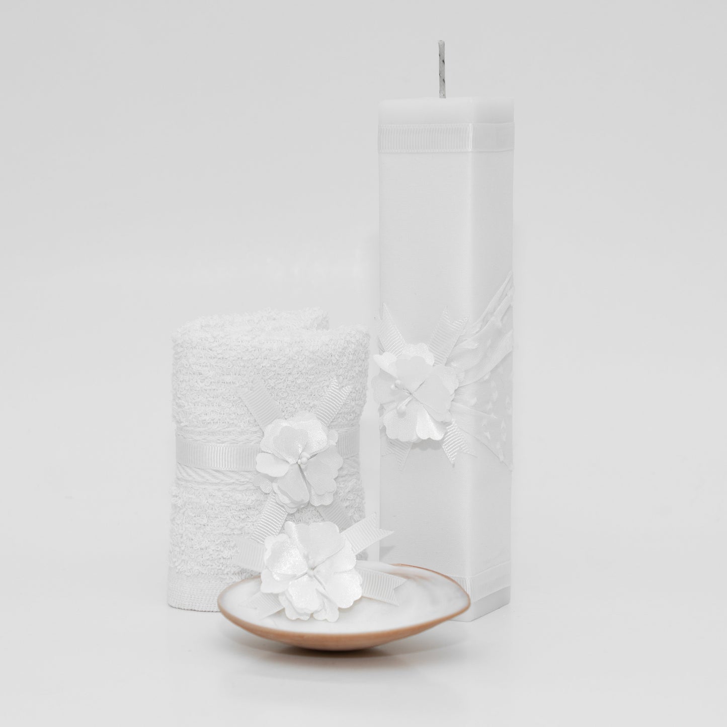 Kit de Bautizo blanco con flor