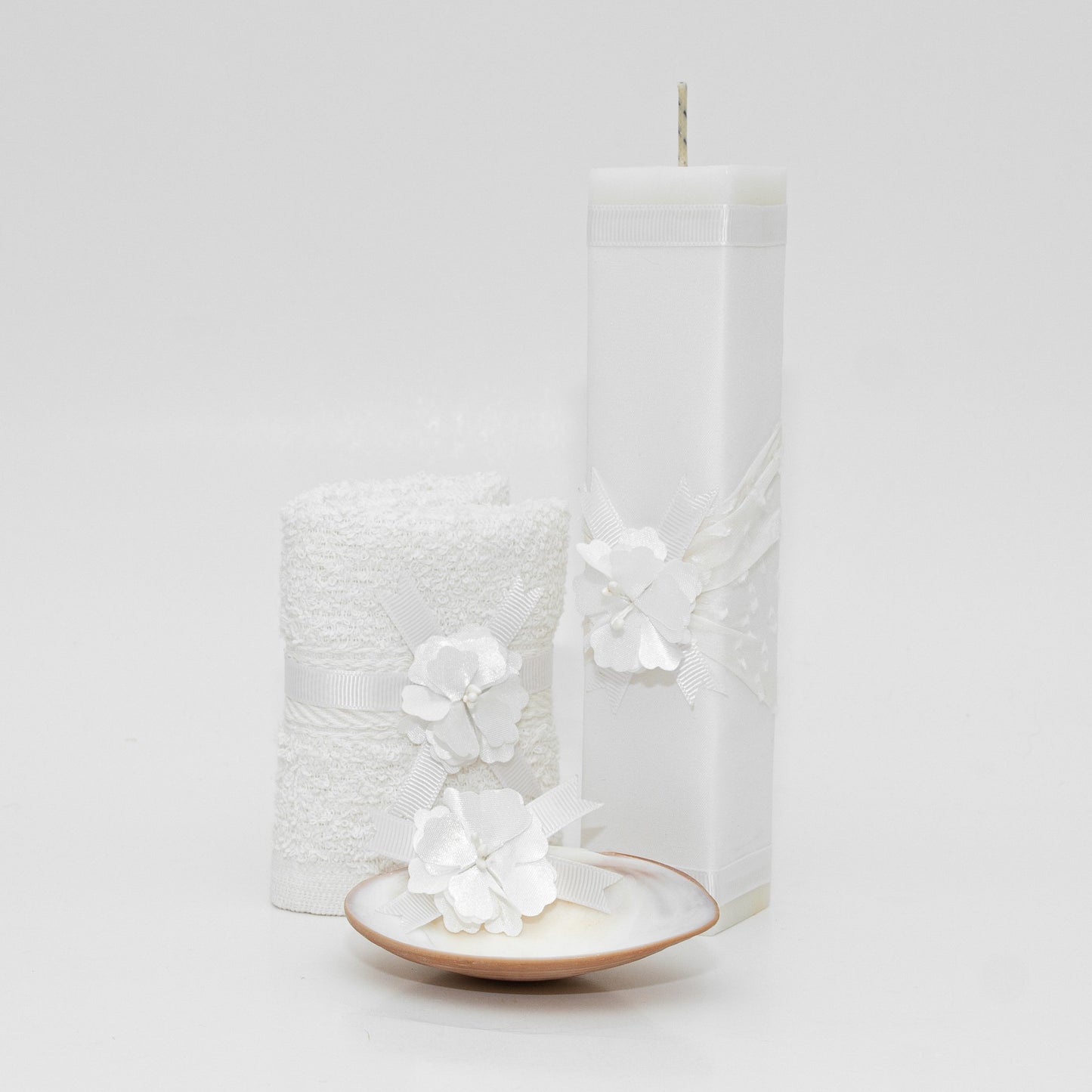 Kit de Bautizo blanco con flor