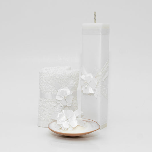 Kit de Bautizo blanco con flor