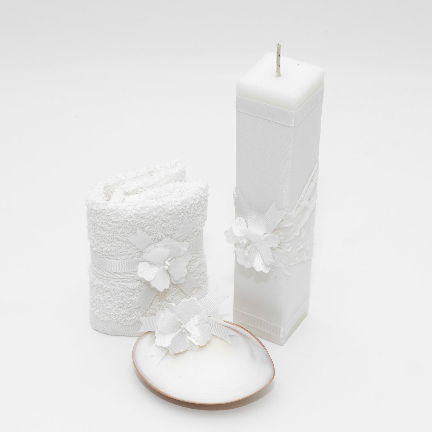 Kit de Bautizo blanco con flor