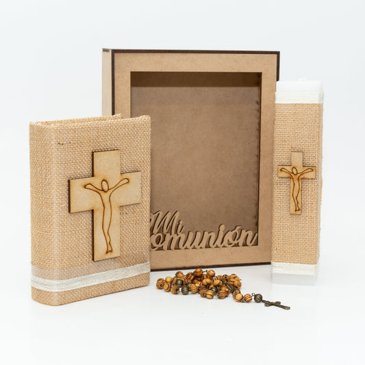 Kit de Primera Comunión capuchino fibras naturales