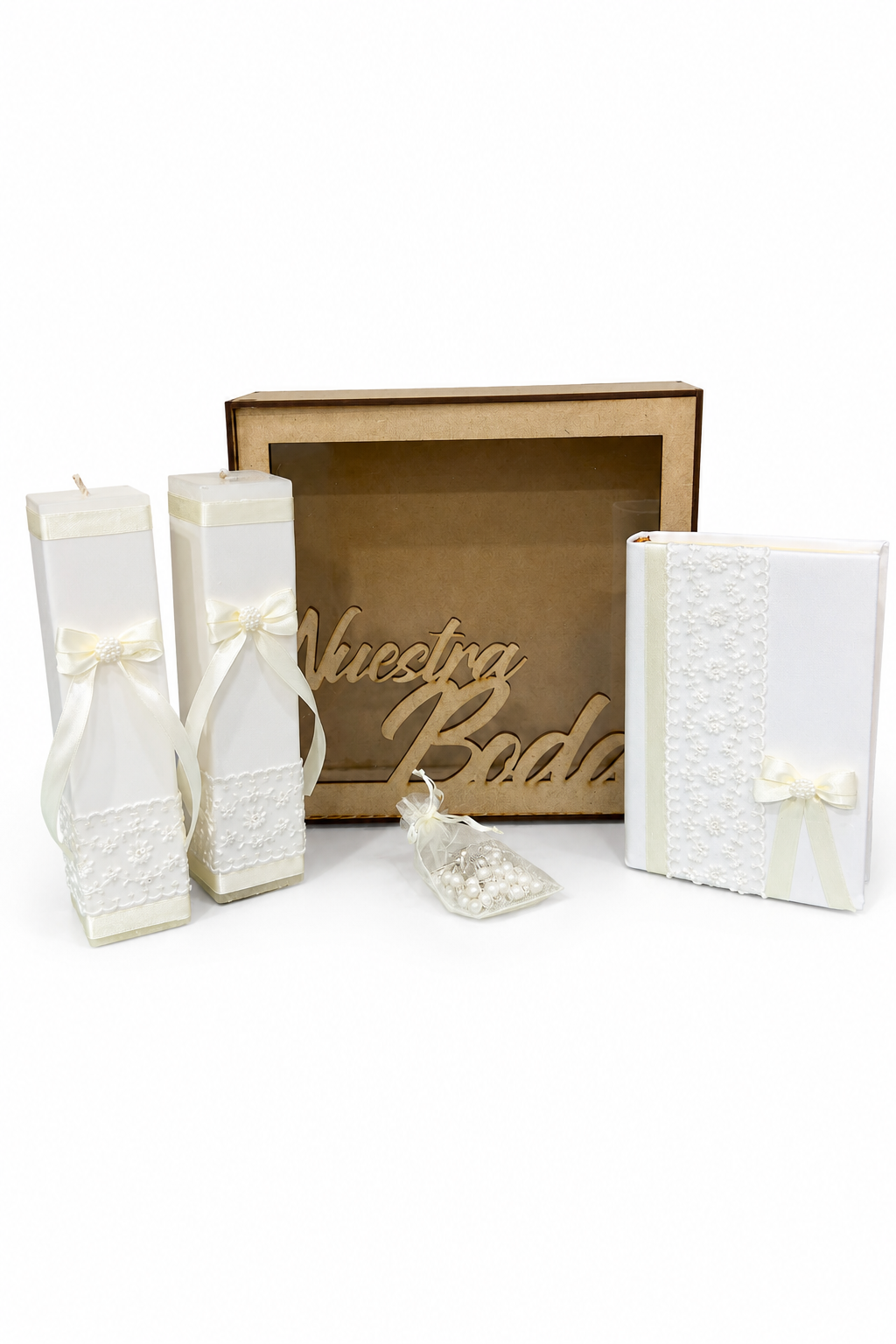 Kits de Boda Casa Gala – kit de velación con 2 velas, biblia, rosario y estuche