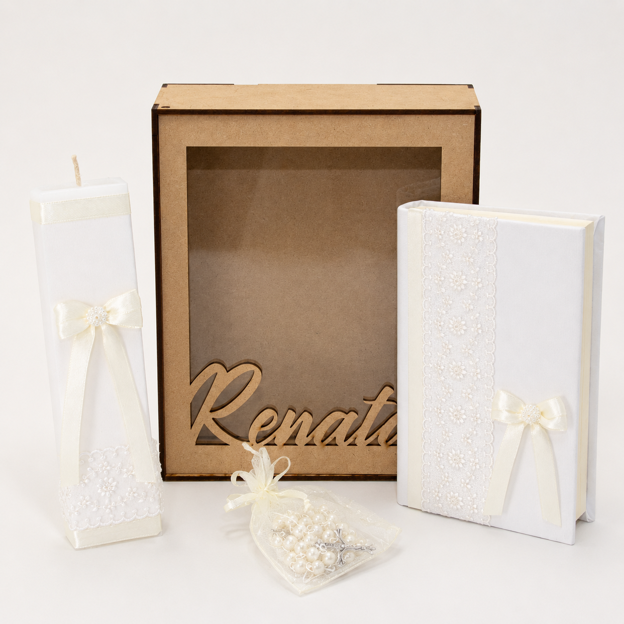 Kit De Boda, Comunión o Confirmación, Color Beige con Guipur