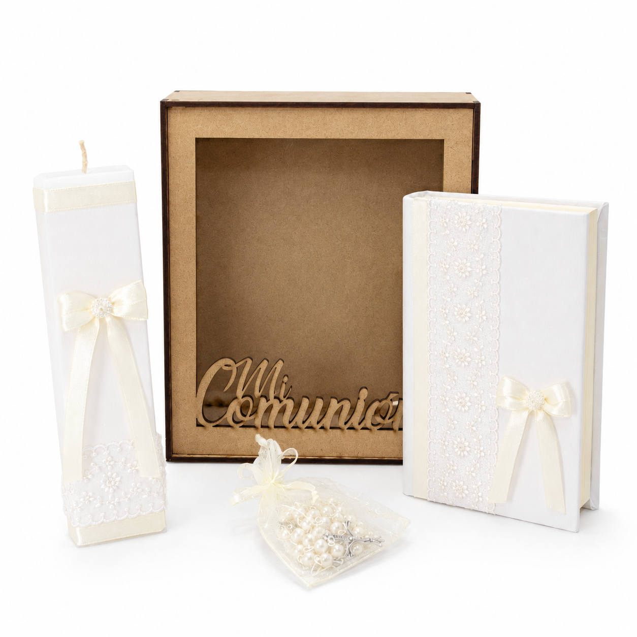 Kit De Boda, Comunión o Confirmación, Color Beige con Guipur
