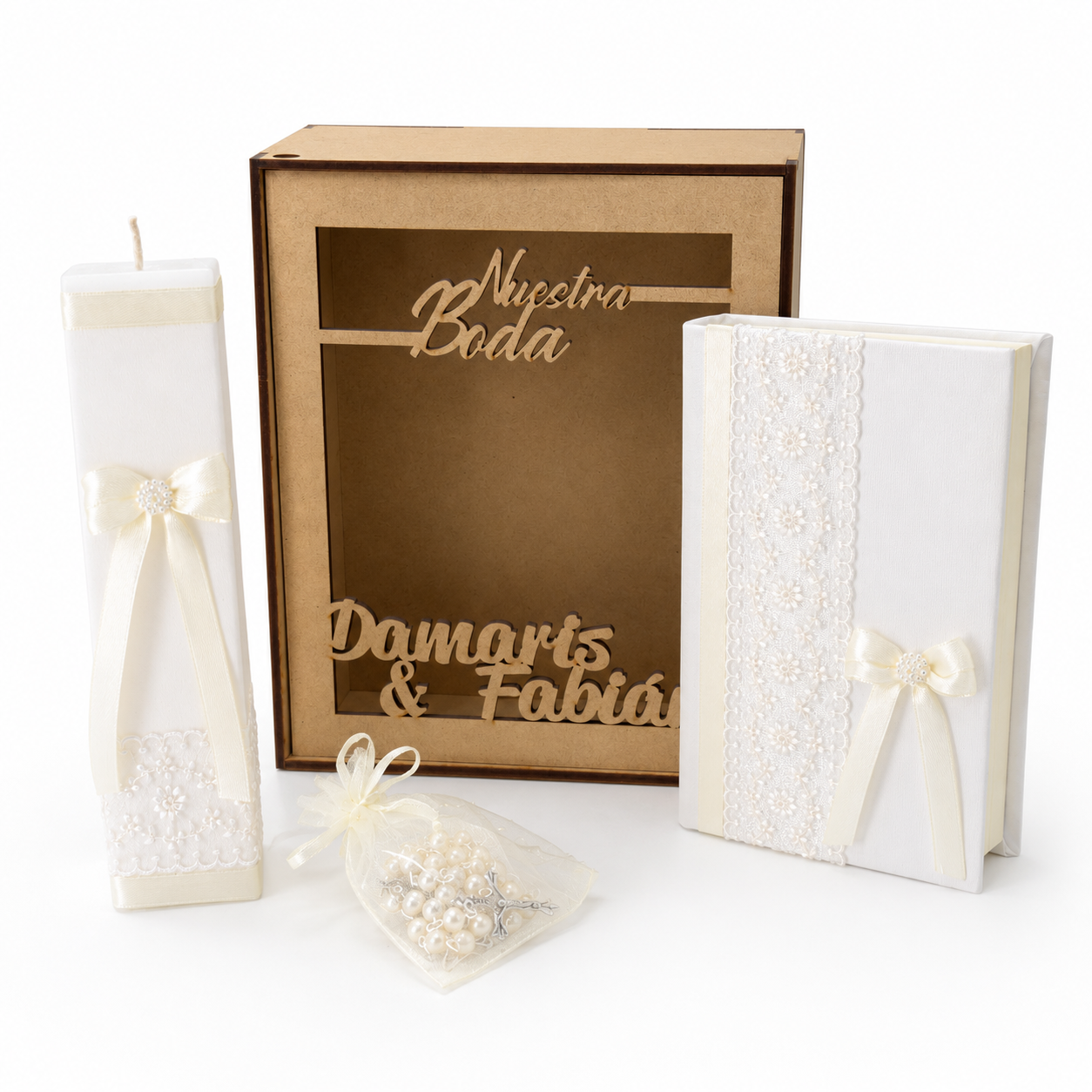 Kit De Boda, Comunión o Confirmación, Color Beige con Guipur