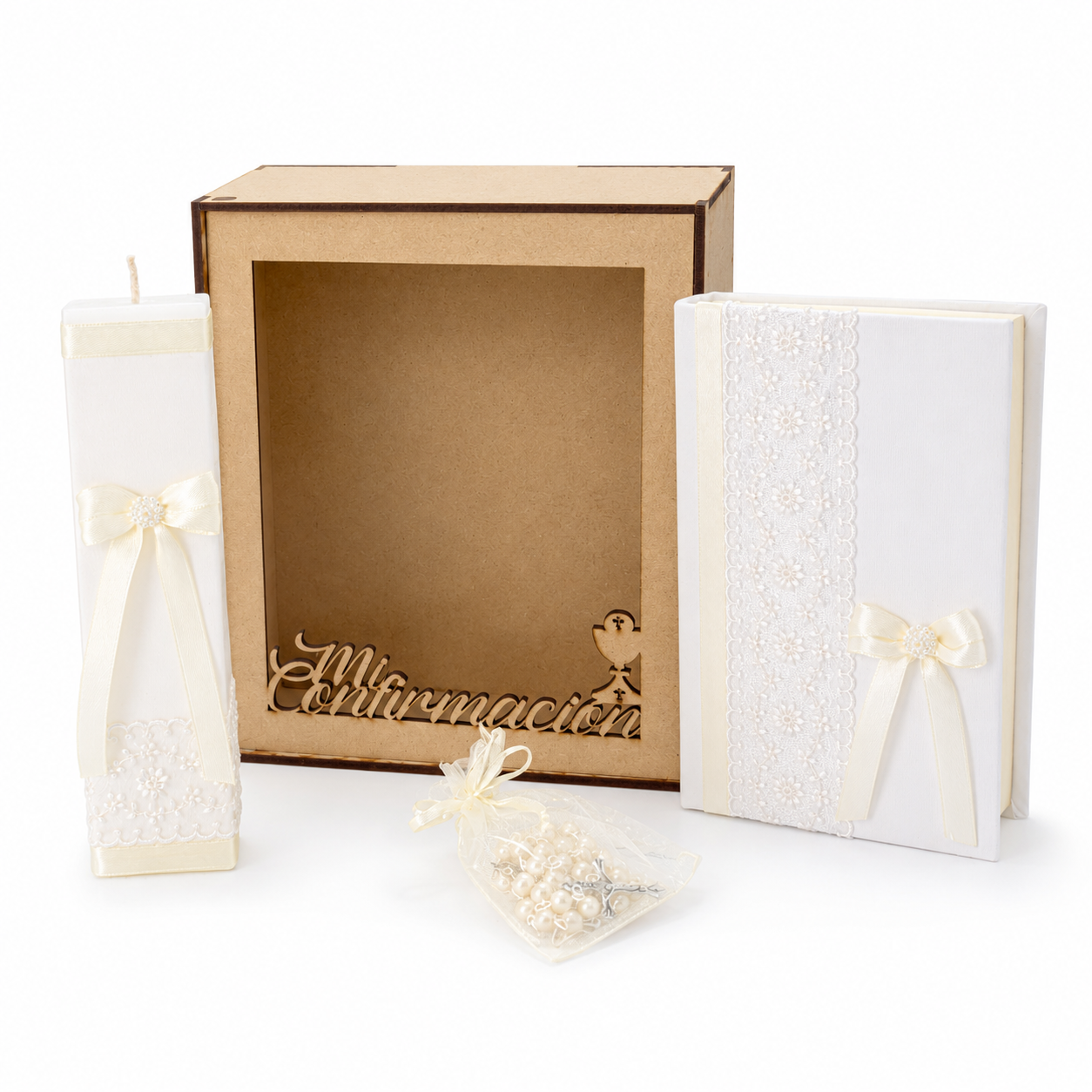 Kit De Boda, Comunión o Confirmación, Color Beige con Guipur