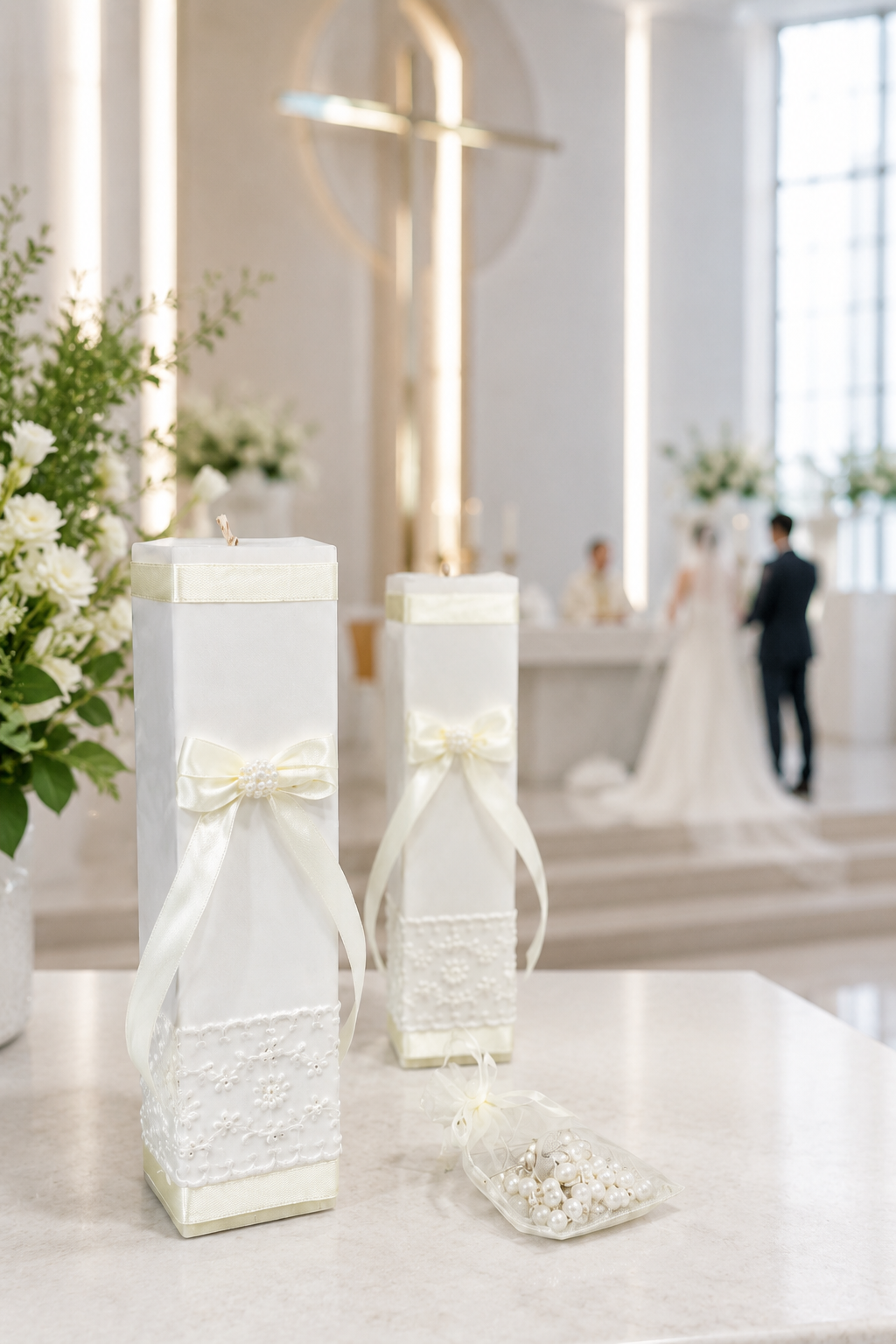 Kit de Velación para Boda Beige con Guipur – foto 3 de 4 – Casa Gala