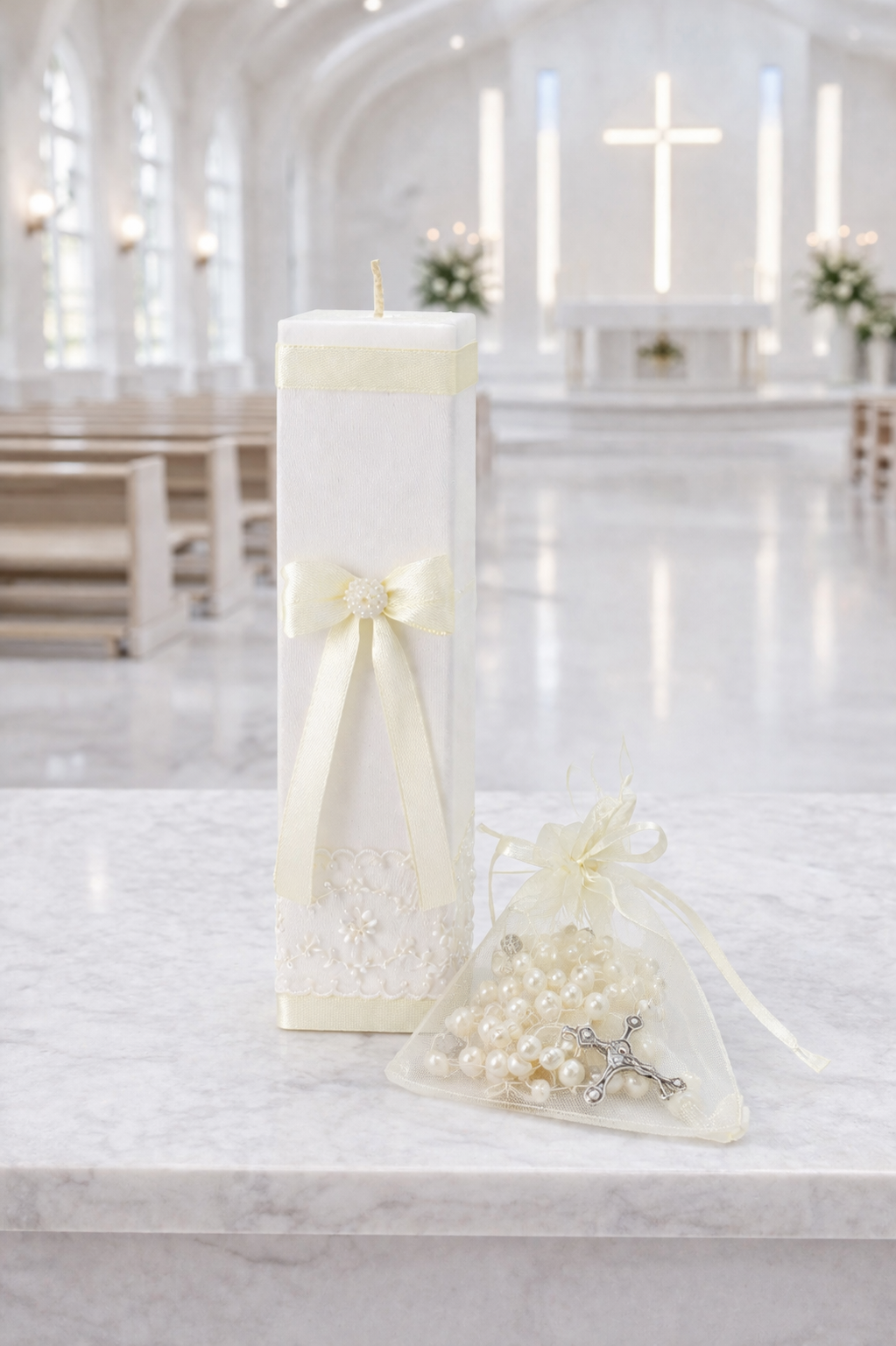 Kit De Boda, Comunión o Confirmación, Color Beige con Guipur