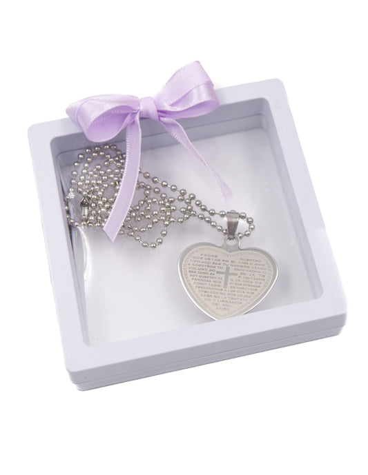 Collar Con Padre Nuestro  en corazón