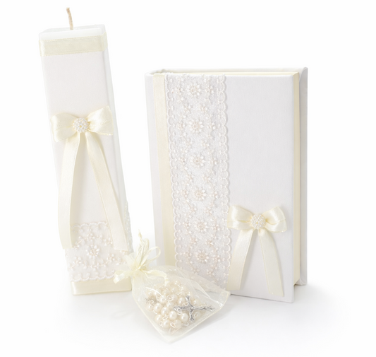 Kit De Boda, Comunión o Confirmación, Color Beige con Guipur