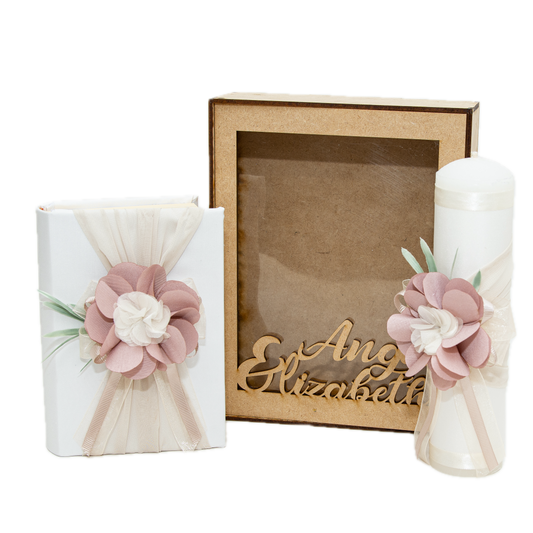 Kit Comunión Personalizado Niña Con Flor Elegante