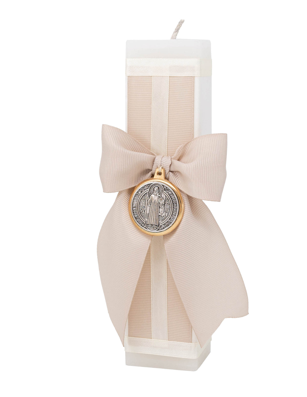 Kit de Bautizo para Niña Beige con Moño y Medalla San Benito – foto 4 de 7 – Casa Gala