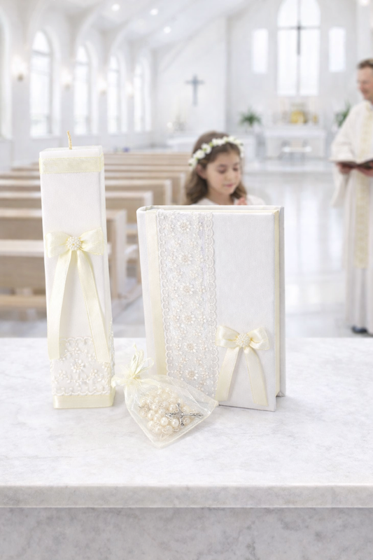 Kit De Boda, Comunión o Confirmación, Color Beige con Guipur