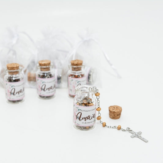 Pack 12 Rosarios Recuerdos Personalizado Boda Comunión Bautizo