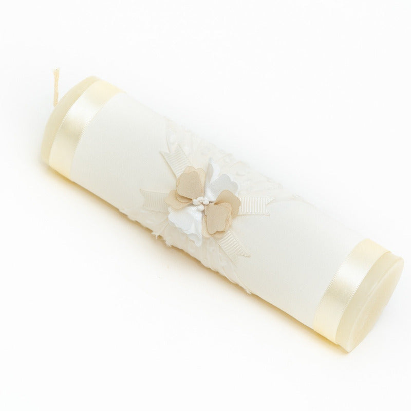 Vela Para Bautizo, Comunión, Confirmación, Boda Color Beige