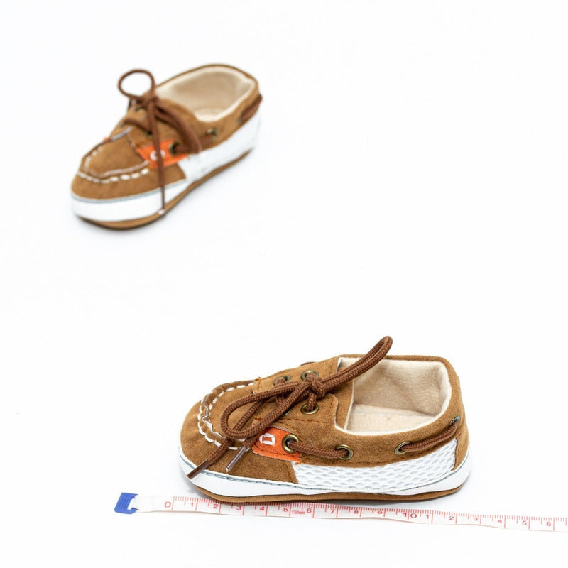 Zapatos Bebe Color Café Naranja Tipo Mocasín Suave Flexibles