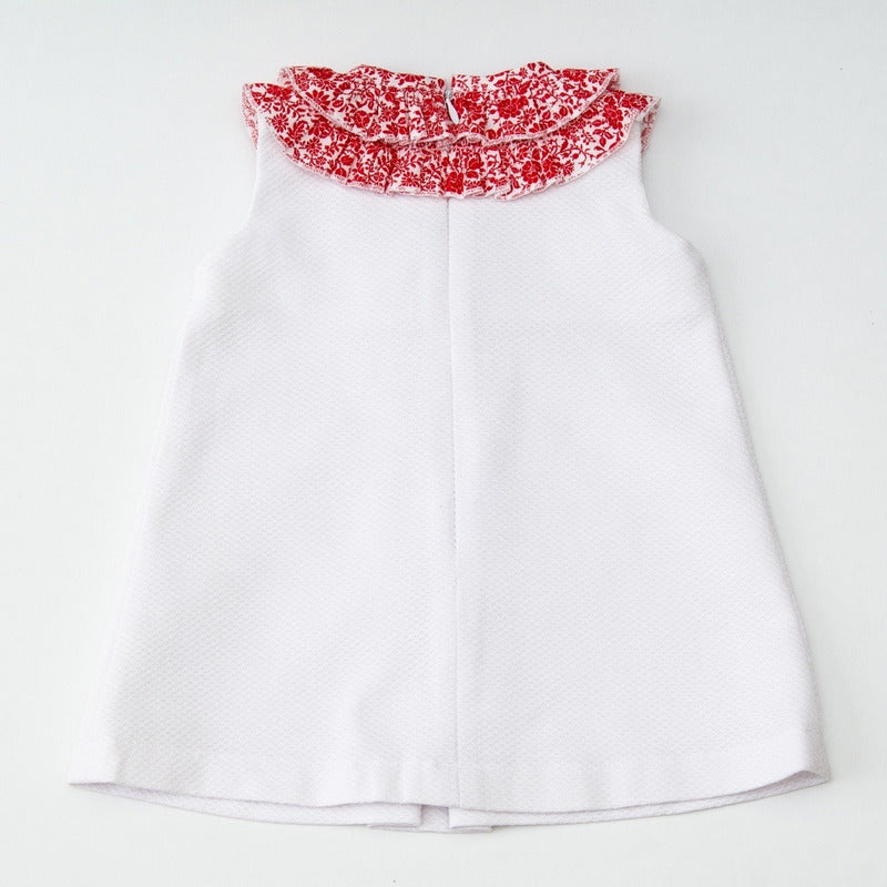 Vestido Casual Para Niña Bebe Diseño Tipo Español Olán Rojo