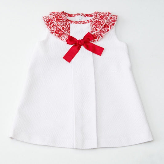 Vestido Casual Para Niña Bebe Diseño Tipo Español Olán Rojo