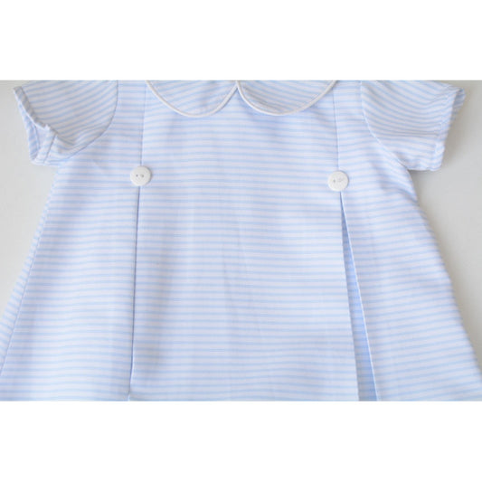 Vestido Casual Para Niña Bebe Diseño Tipo Español Azul Rayas