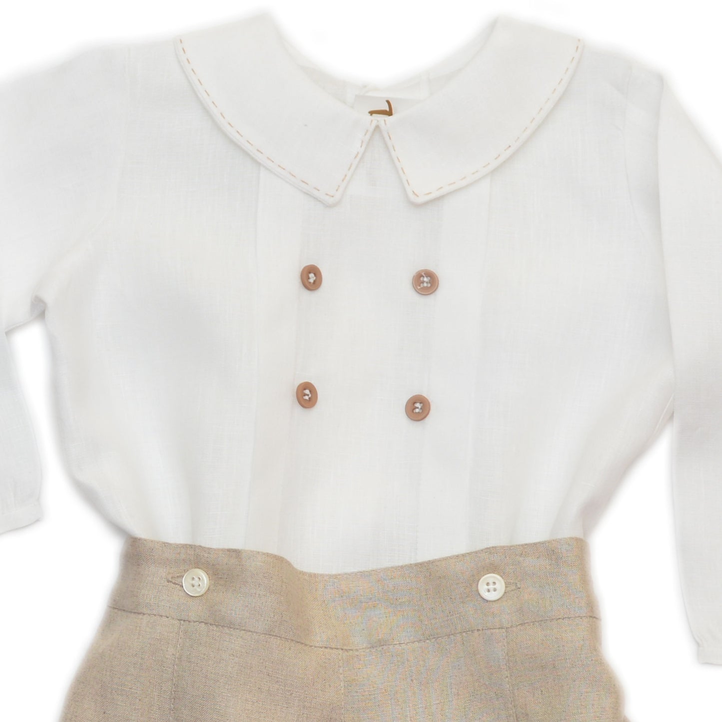 Ropón de lino camisa con cuatro botones y bermuda