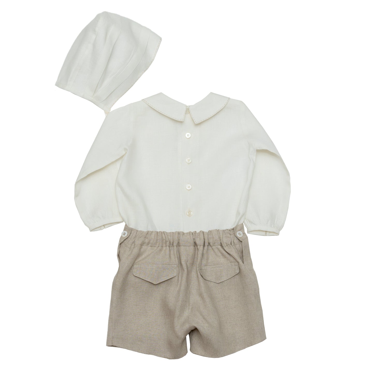 Ropón de lino camisa con cuatro botones y bermuda