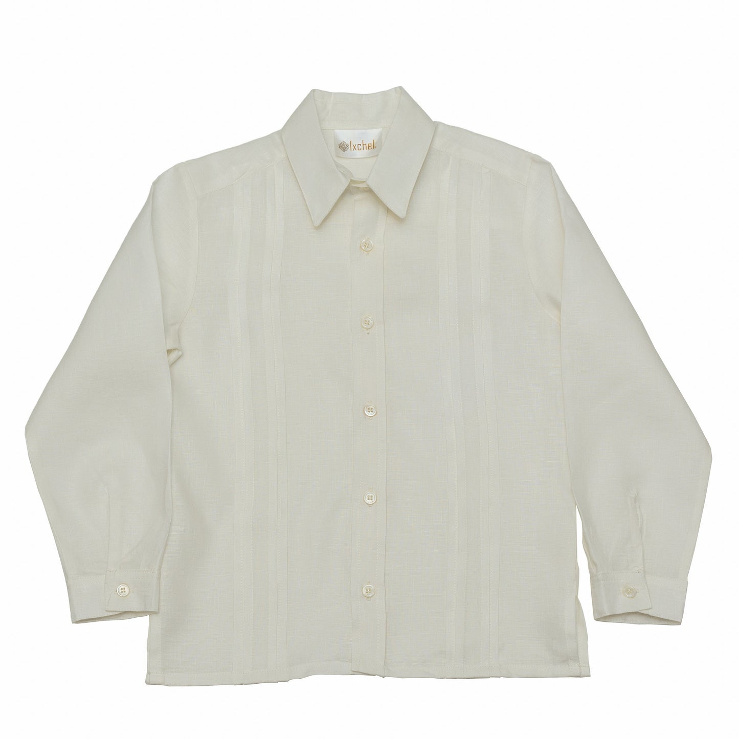 Camisa en lino manga larga con alforzas anchas